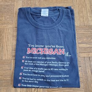"You Know You're From Michigan If..." Short-Sleeved Tee-Shirt XL Unisex - Navy